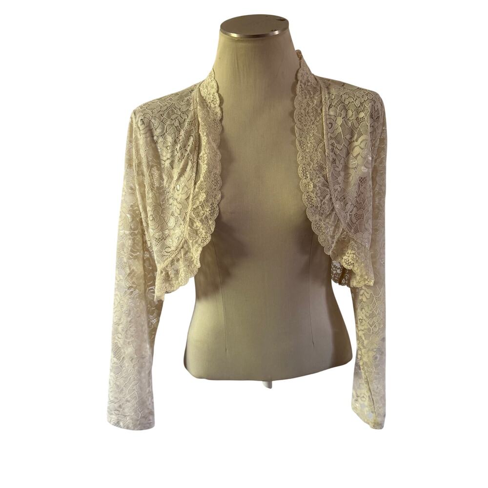 NWT Cream Lace Long Sleeve Cardigan Sz XL Fairy Whimsy Romantic Y2K 2000s Sheer